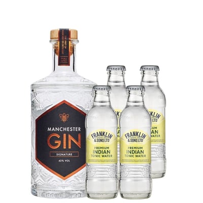 Pack Gin Manchester Signature 700cc + 4 Indian Tonic Franklin&Sons 200cc