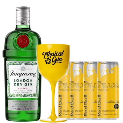 Pack Gin Tanqueray 700cc + 4 Red Bull Yellow + Copa