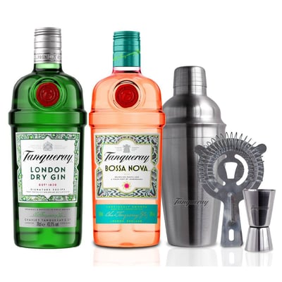 Pack Gin Tanqueray London + Bossa Nova + Set Coctelera de Regalo