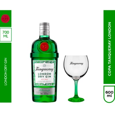 Pack Gin Tanqueray London Dry 700ml + Copa Original (vidrio)