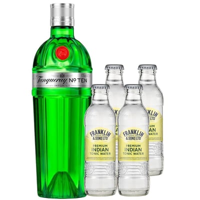 Pack Gin Tanqueray Ten 750cc + 4 Indian Tonic Franklin&Sons 200cc