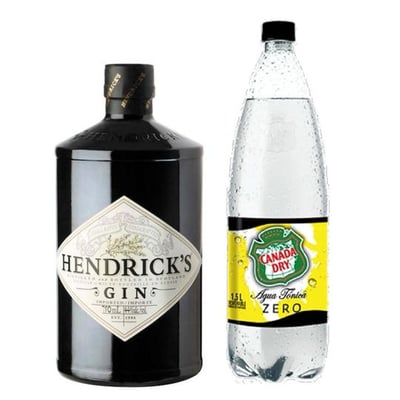 PACK GIN TONIC N°1: 1x Gin Hendricks 700cc 41,4º alc. + 1x Agua Tónica Canada Dry Zero 1.5 L
