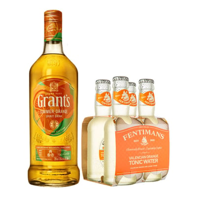 Pack Grant's Summer Orange 700cc + X4 Agua Tónica Fentimans Valencian Orange 200cc