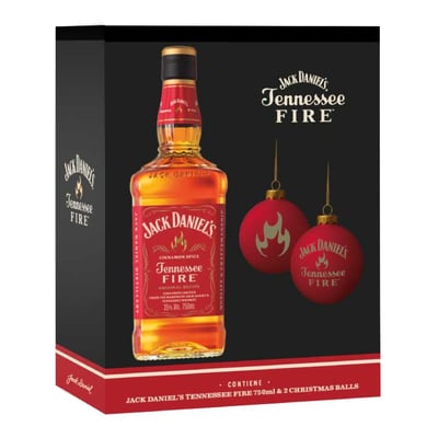 Pack Jack Daniel's Fire 750cc + 2 Esferas De Navidad