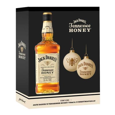 Pack Jack Daniel's Honey 750cc + 2 Esferas De Navidad
