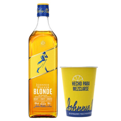 PACK JOHNNIE WALKER BLONDE + VASO METALICO BLONDE: Whisky Johnnie Walker Blonde 750cc 40º alc. + Vaso Metálico Blonde JW