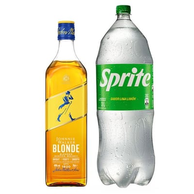 Pack JW Blonde-Sprite: Whisky Johnnie Walker Blonde 750cc 40º alc. + Bebida Sprite 3lts.