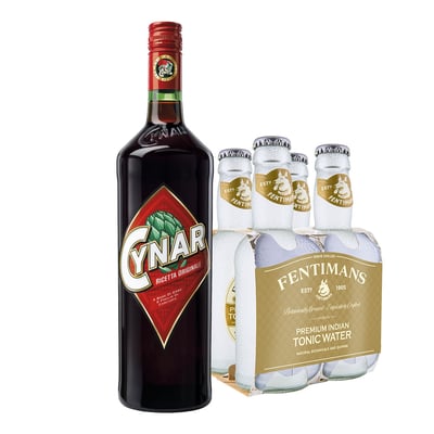 Pack Licor Cynar + 4x Agua Tónica Fentimans Tonic Water 200cc