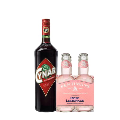 Pack Licor Cynar 700cc + 4x Agua Tónica Fentimans Rose Lemonade Tonic Water 200cc