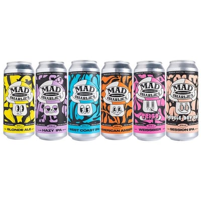 PACK MAD CHARLIE'S N°1: 6x Variedades Cerveza Mad Charlie's Lata 473cc