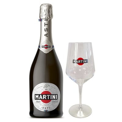 Pack Martini Asti + Vaso: 1x Espumante Martini Asti 750cc + Copa Martini