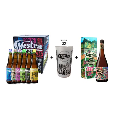 Pack Mestra Catador 12x Cervezas + X2 Vasos + Mestra Reserva 750cc