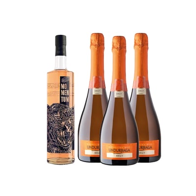 Pack Momentum Licor Flor De Sauco Y Frutos Tropicales Botella 750cc + 3x Espumante Undurraga Brut Botella 750cc