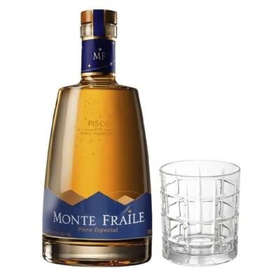 PACK MONTE FRAILE: Pisco Monte Fraile Reservado 37,5° alc. 700cc + Vaso Monte Fraile