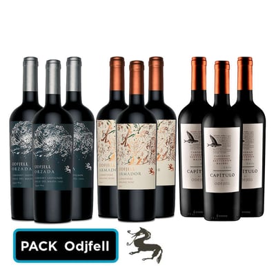 PACK ODFJELL: 3x Vino Odfjell Orzada Cabernet + 3x Vino Odfjell Armador Carmenere + 3x Vino Odfjell Gran Reserva Capítulo Flying Fish (CA/CS/MA)