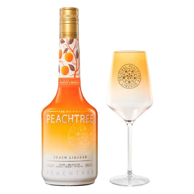 PACK PEACHTREE N°2: 1x Licor Peachtree 700cc 20° alc. + 1x Copa Licor Peachtree