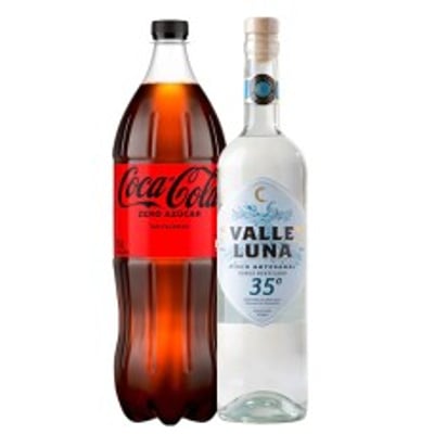 Pack Pisco Artesanal Valle Luna doble destilado 35° + Coca-Cola Zero 1.5lt