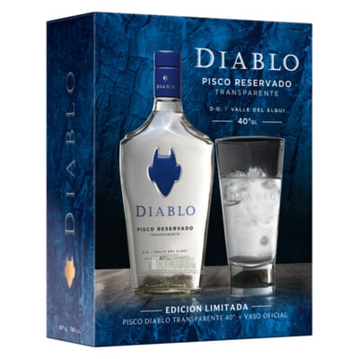 Pack Pisco Diablo 40˚ - Transparente - + Vaso.