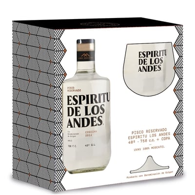 Pack Pisco Espiritu de los Andes 750cc + Copa