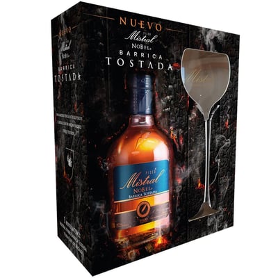 Pack Pisco Mistral Nobel Barrica Tostada 750cc + Copa