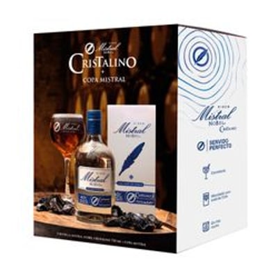 Pack Pisco Mistral Nobel Cristalino 40° 750 cc + Copa