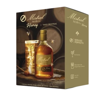 Pack Pisco Mistral Nobel Honey 750ml + Vaso
