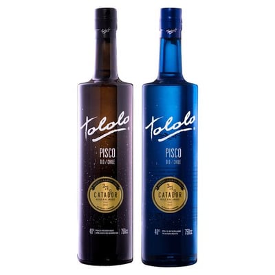 PACK PISCO TOLOLO: 1X Pisco Tololo Black Moscatel 750cc + 1X Pisco Tololo Blue Moscatel 750cc