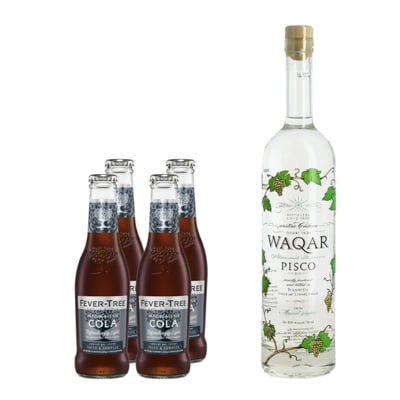 Pack Pisco Waqar 40º 700ml + x4 Fever Tree Light Madagascan Cola 200ml