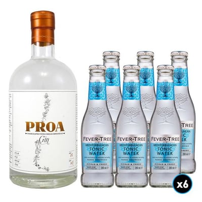 PACK PROA N°2: 1x Gin Proa 750cc + 6x Agua Tónica Fever Tree Mediterranean 200cc