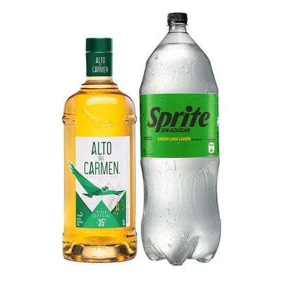 PACK PROMO BLANCA N°1: 1x Pisco Alto del Carmen 35º alc. 1 Litro + 1x Sprite Zero 3 Litros
