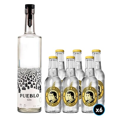 PACK PUEBLO N°2: 1x Gin Pueblo 750cc + 6x Thomas Henry Agua Tónica 200cc