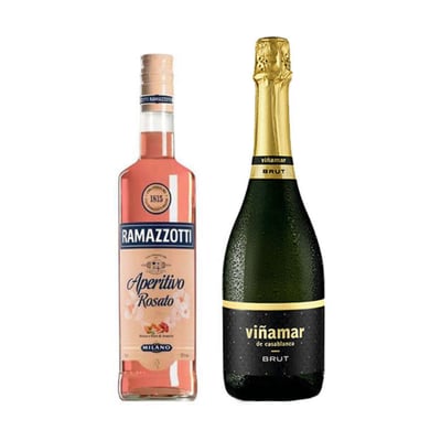 Pack Ramazzotti Viñamar: Licor Aperitivo Ramazzotti Rosato 700cc + Espumante Viñamar Brut 750cc
