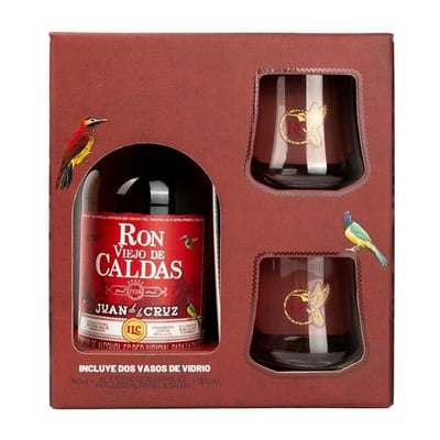 Pack Ron Viejo de Caldas 5 Años 700cc 40°alc + 2 vasos