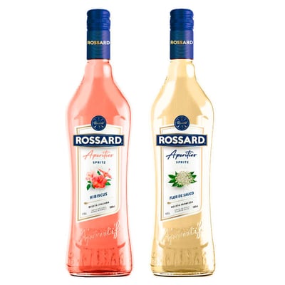 PACK ROSSARD N°1: 1x Licor Aperitivo Rossard Hibiscus Spritz 1 Litro 15° alc. + 1x Licor Aperitivo Rossard Flor de Sauco Spritz 1 Litro 20° alc.