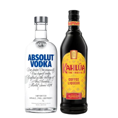 Pack Ruso Negro: Vodka Absolut 750ml + Kahlúa 750ml