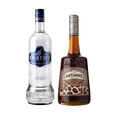 Pack Ruso Negro: Vodka Eristoff 700ml + Licor de Café Mitjans 750ml