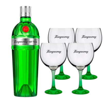 Pack Tanqueray Ten - 750ml + 4 Copas Tanqueray (vidrio)