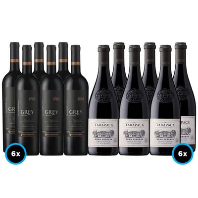 PACK TARAPACÁ GREY: 6x Vino Ventisquero Grey Cabernet Sauvignon 750cc + 6x Vino Tarapacá Gran Reserva Cabernet Sauvignon 750cc