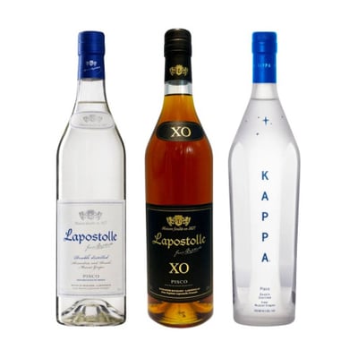 Pack Trilogía Pisco Kappa Lapostolle - Jean Baptiste Doble Destilado + XO + Kappa - 700ml
