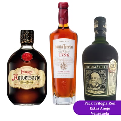 Pack Trilogía Ron Extra Añejo Venezuela - Pampero + Santa Teresa + Diplómático - 750ml