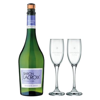 PACK UNDURRAGA BARON LACROIX MOSCATO + COPAS: 1x Espumante Undurraga Baron Lacroix Moscato 750cc + 2x Copas Undurraga 