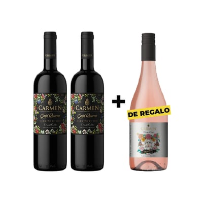 Pack Vino 2x Carmen Gran Reserva Carmenere Frida Kahlo 750cc + 1x Carmen Reserva Rose Frida Kahlo 750cc