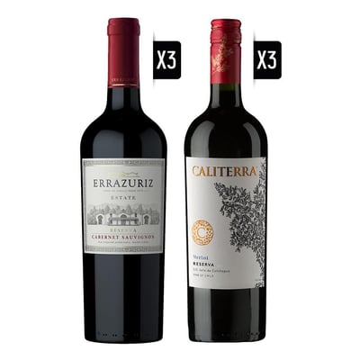 Pack Vino 3x Caliterra Reserva Merlot + 3x Estate Reserva Carmenere