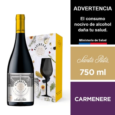Pack Vino Floresta Carmenere 750 Ml. + Copa