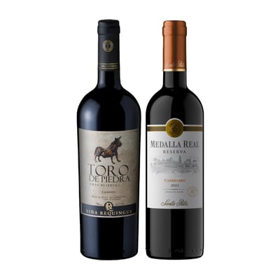 Pack Vino Toro de Piedra Gran Reserva 750cc + Medalla Real Reserva 750cc