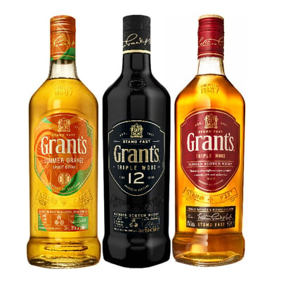 Pack Whisky All Grant's - Summer Orange + 12 Años + Family 750cc