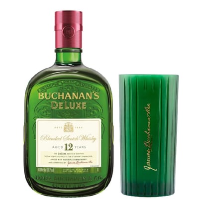 Pack Whisky Buchanans Deluxe 12 Años - 750ml + Vaso (vidrio)