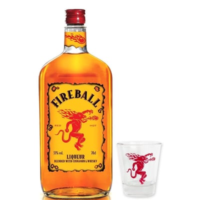 Pack Whisky Fireball Cinnamon 750cc + Vaso Shot