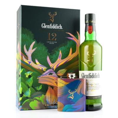 Pack Whisky Glenfiddich 12 Años - Single Malt - 750ml + Petaca