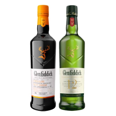 Pack Whisky Glenfiddich Fire & Cane 700ml + Glenfiddich 12 Años 750ml